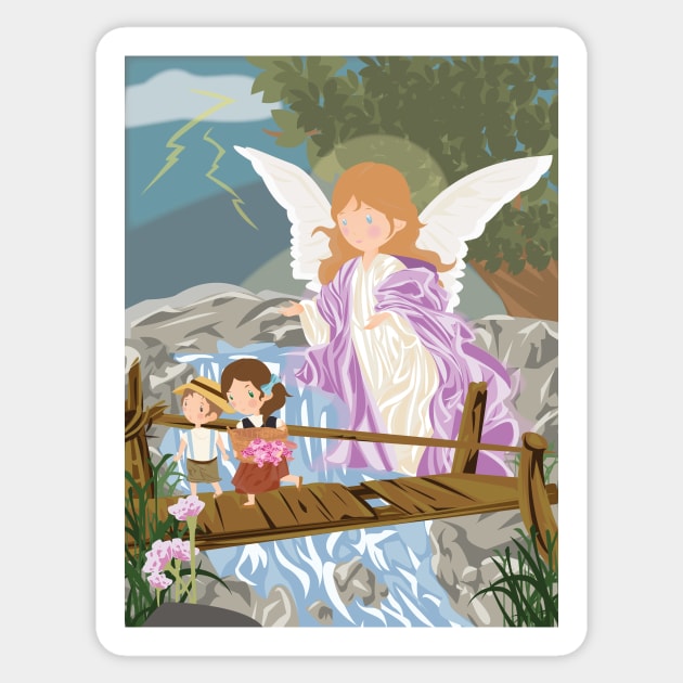 Guardian Angel with children Sticker by AlMAO2O